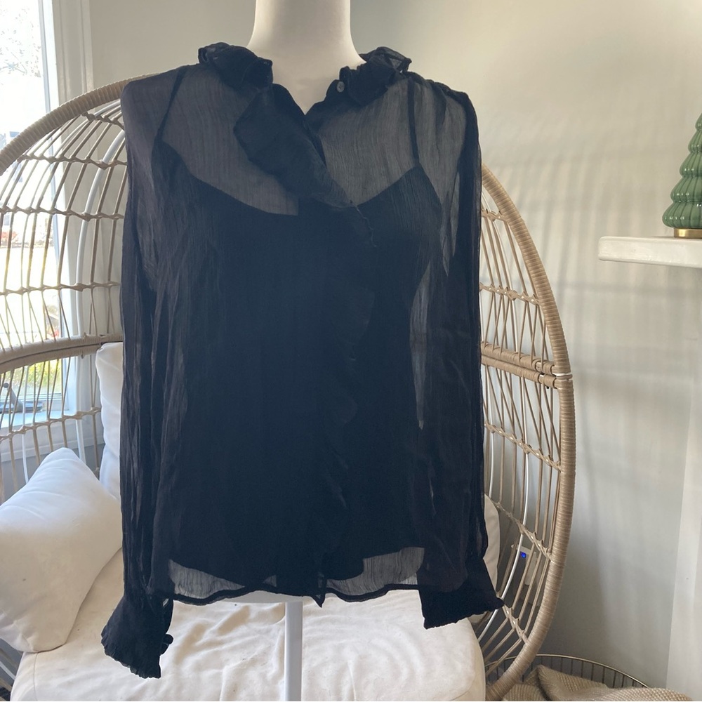 J. Crew Sheer Blouse with Cami Size 8 NWT Ruffle Office Preppy Feminine